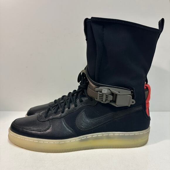 WORN ONCE Nike x Acronym Air Force 1 Downtown Boot Cinch Black Crimson 9.5 - Picture 1 of 11